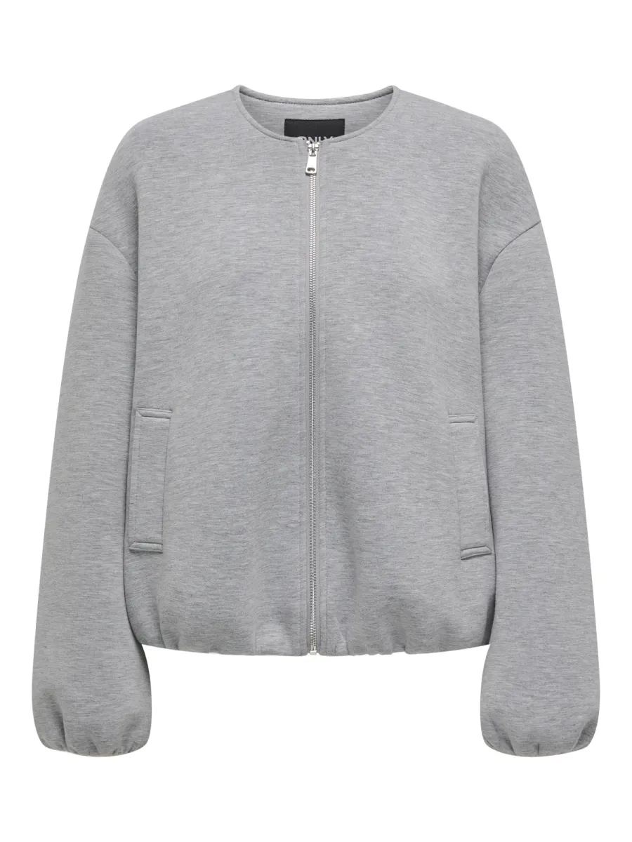 ONLY-ONLELLIE SCUBA JACKET-15344567-Medium Grey Melange-GRIJS MELEE