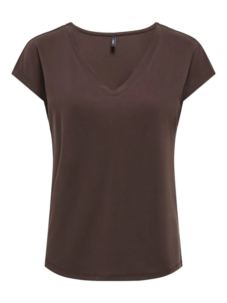 ONLY-ONLFREE S/S MOD.V-NECK TOP JRS NOOS-15287041-Coffee Bean-CAFE