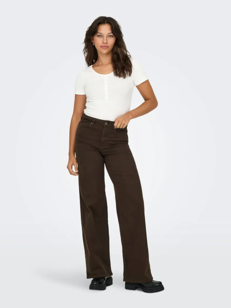 ONLY-Onlmadison blush hw wide color dnm noos-15371660-Dark Brown Denim-DONKER BRUIN