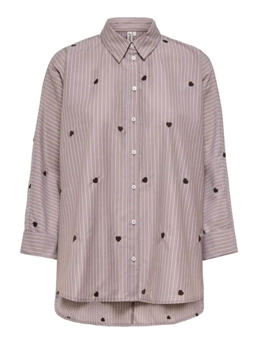 ONLY-ONLNEW LINA GRACE STR EMB SHIRT NOO-15344336-Coffee Bean-CAFE