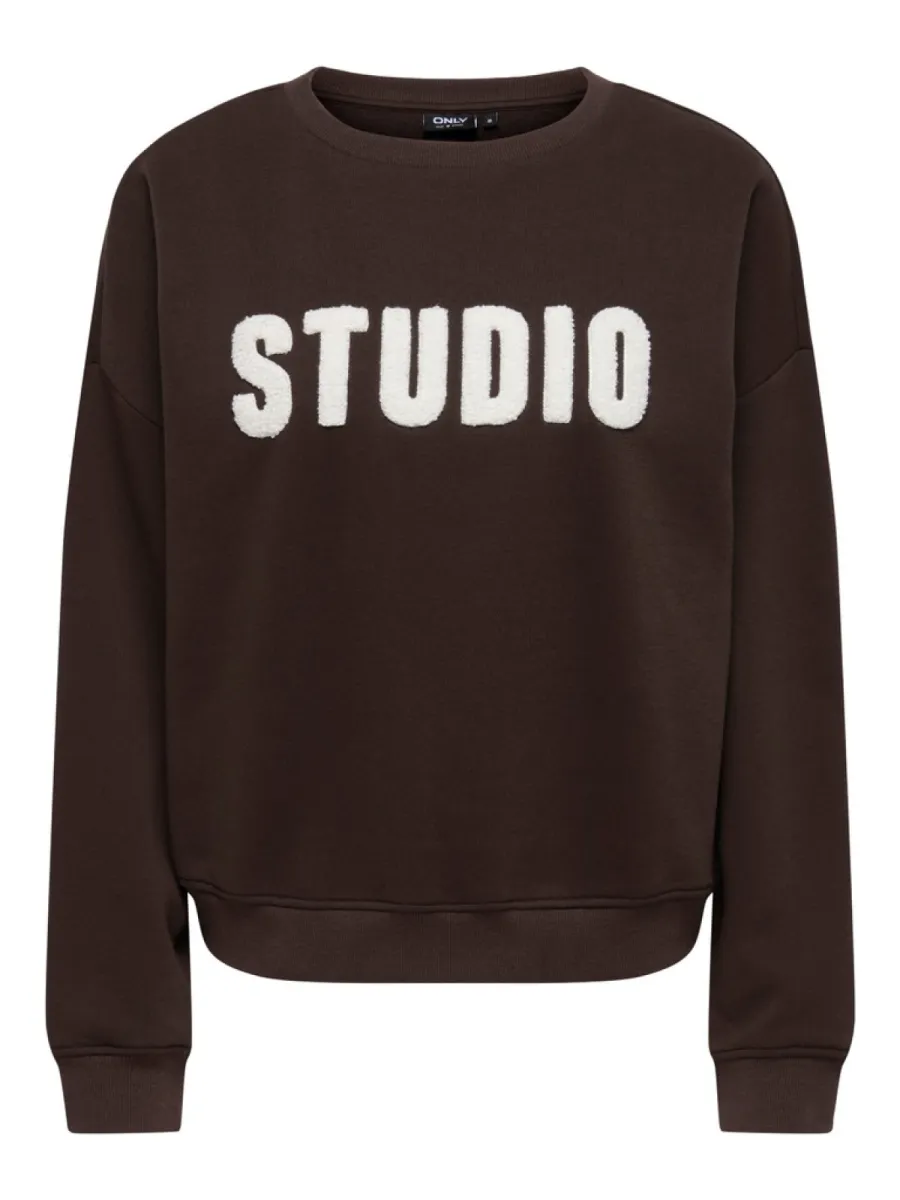 ONLY-ONLSWEAT LIFE L/S CREW O.SIZE STATE-15254183-Coffee Bean-CAFE