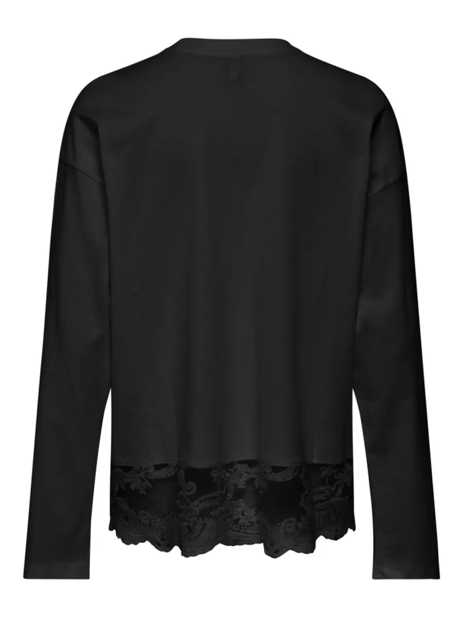 ONLY-ONLVIVVI L/S LACE BOTTOM JRS NOOS-15384146-Black-BLACK