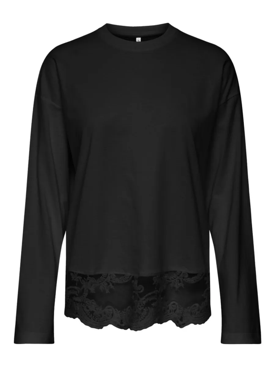 ONLY-ONLVIVVI L/S LACE BOTTOM JRS NOOS-15384146-Black-BLACK