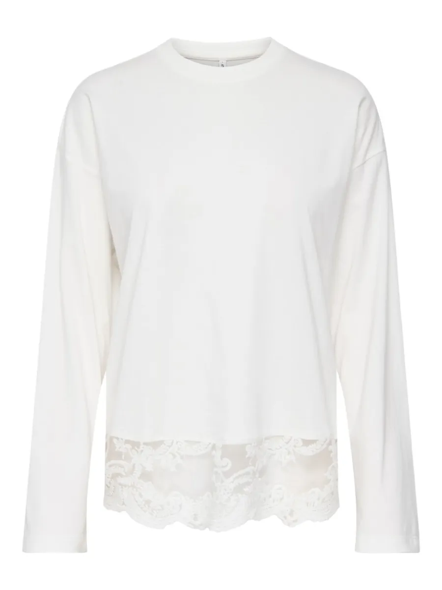 ONLY-ONLVIVVI L/S LACE BOTTOM JRS NOOS-15384146-Cloud Dancer-CREME