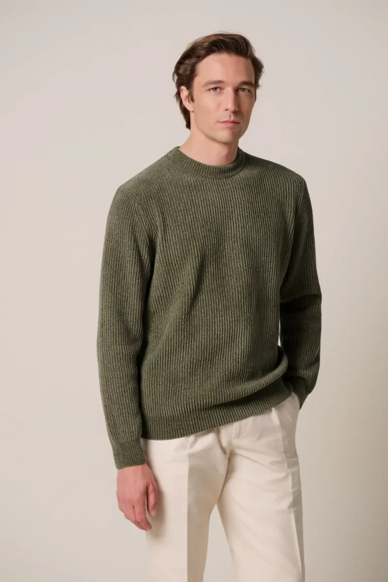 profuomo-chenille-crewneck-ppxj30034a-z-green-bruin-1 Profuomo-Chenille crewneck-PPXJ30034A-Z Green-BRUIN