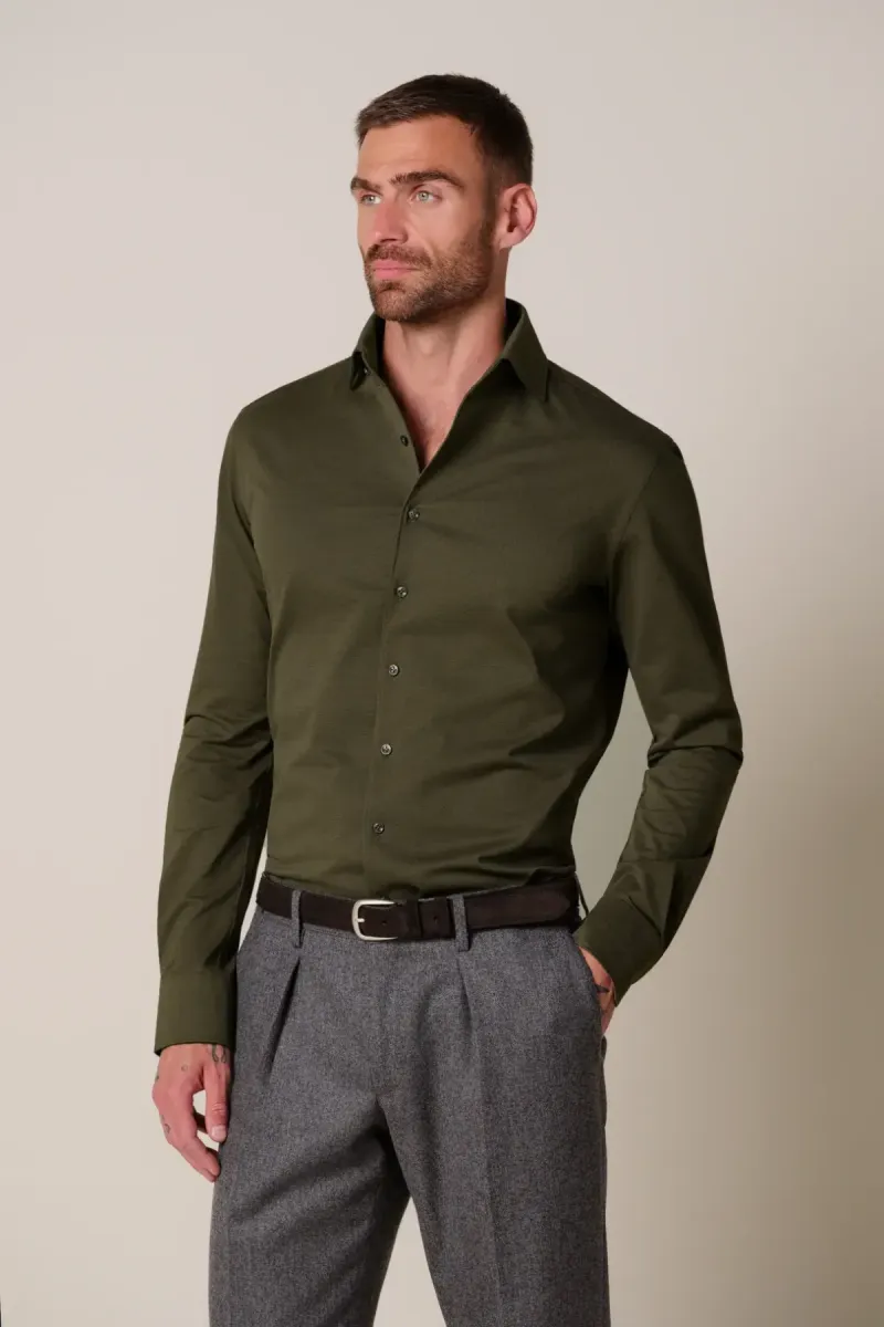 Profuomo-Shirt one piece SF-PPXH30023B-R Army-LEGERGROEN