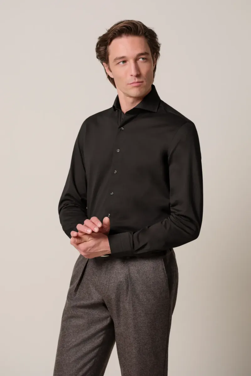 Profuomo-Shirt x-cutaway SF-PPXH30021F-H2 Dark brown-DONKER BRUIN