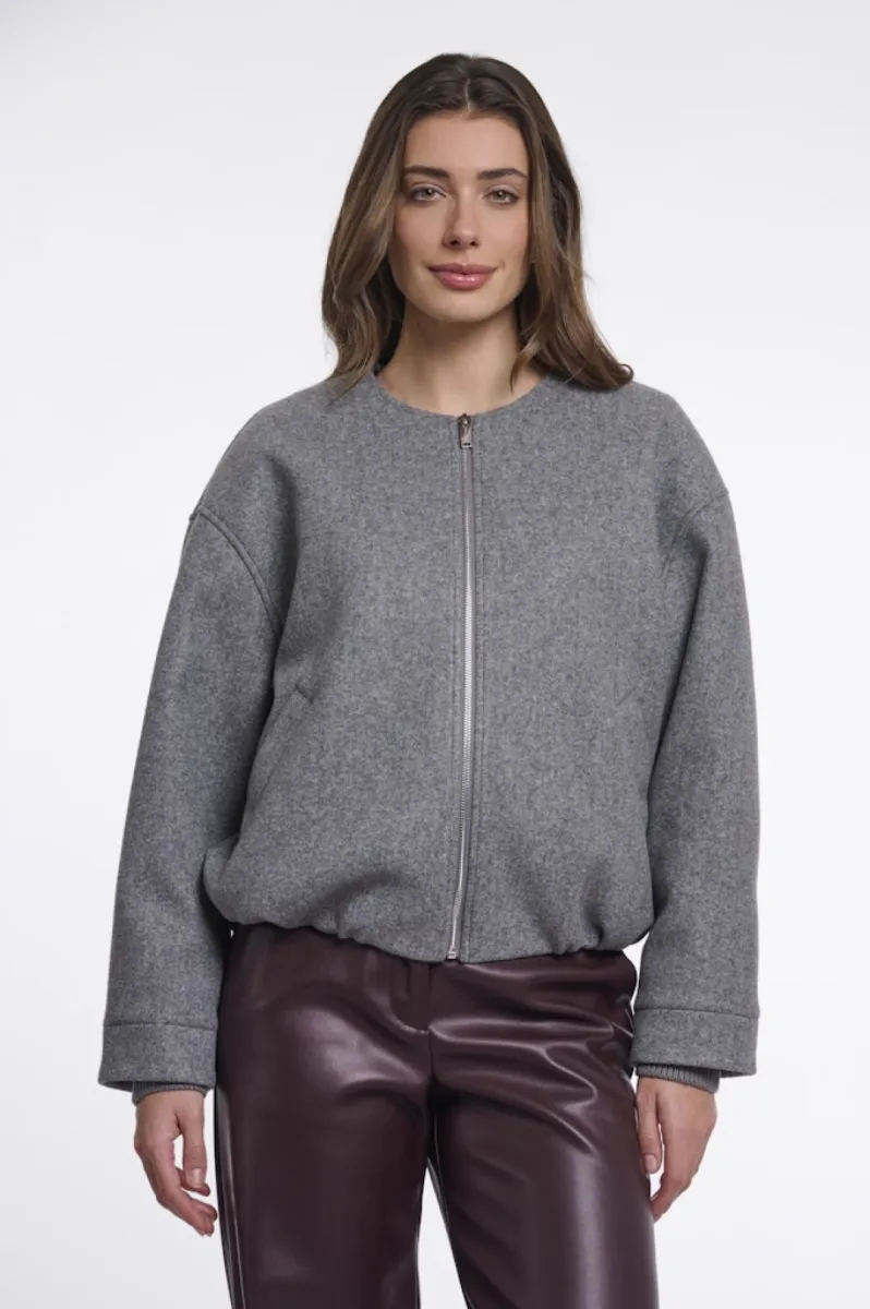 RINO & PELLE-Bomber Jacket-Mona.7002611-11170 Mid Grey Melange-GRIJS MELEE