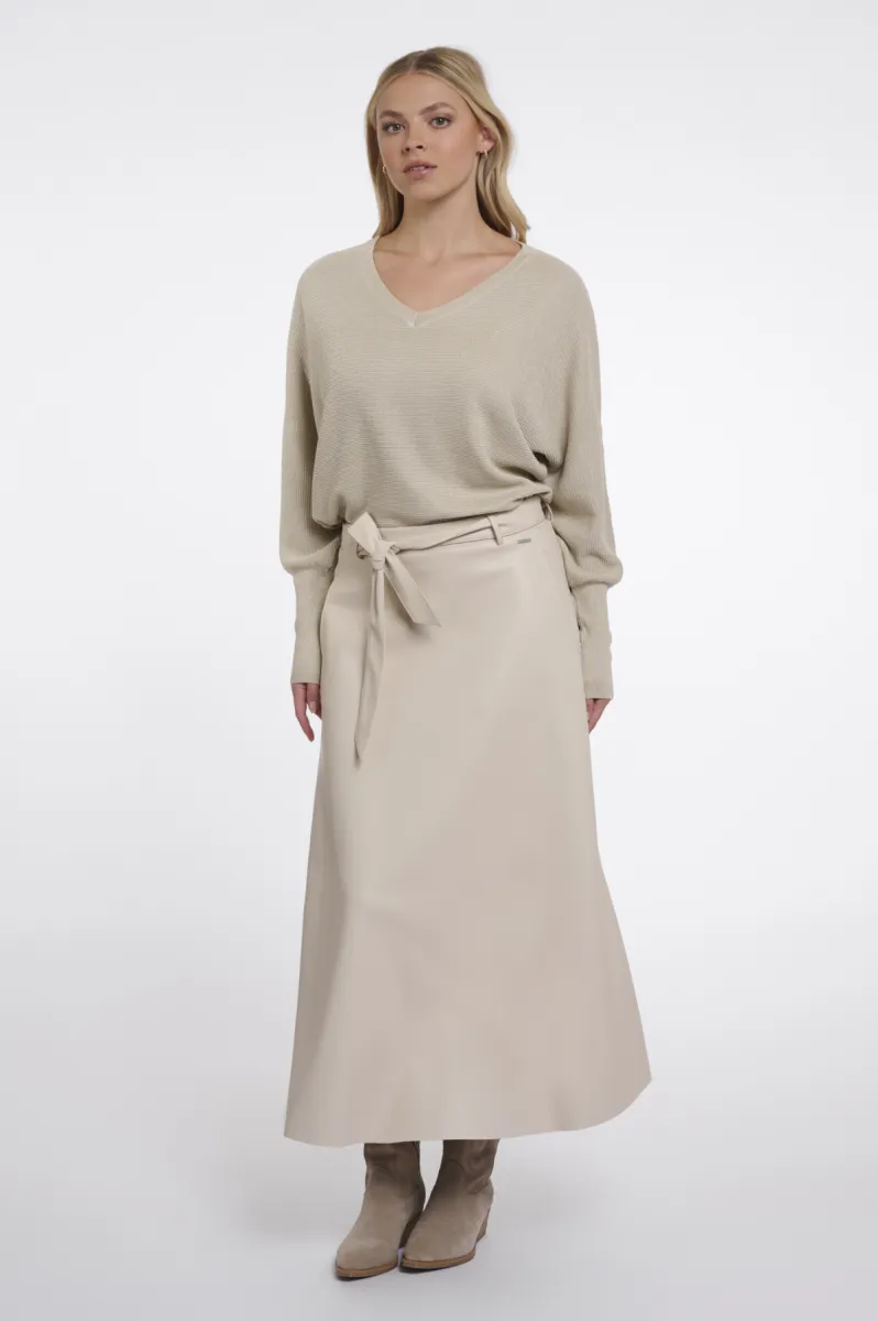 RINO & PELLE-Faux Leather Skirt With Belt-Chelsea.7502611-9030 Birch-CREME