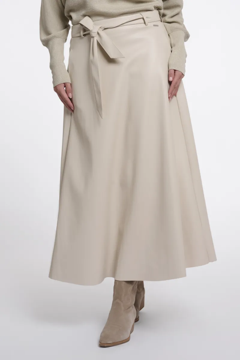 RINO & PELLE-Faux Leather Skirt With Belt-Chelsea.7502611-9030 Birch-CREME