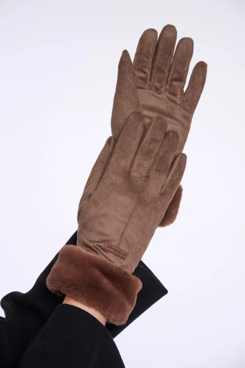 RINO & PELLE-Gloves With Faux Fur-Danzo 7002611-10877 Brown Russet-ROEST