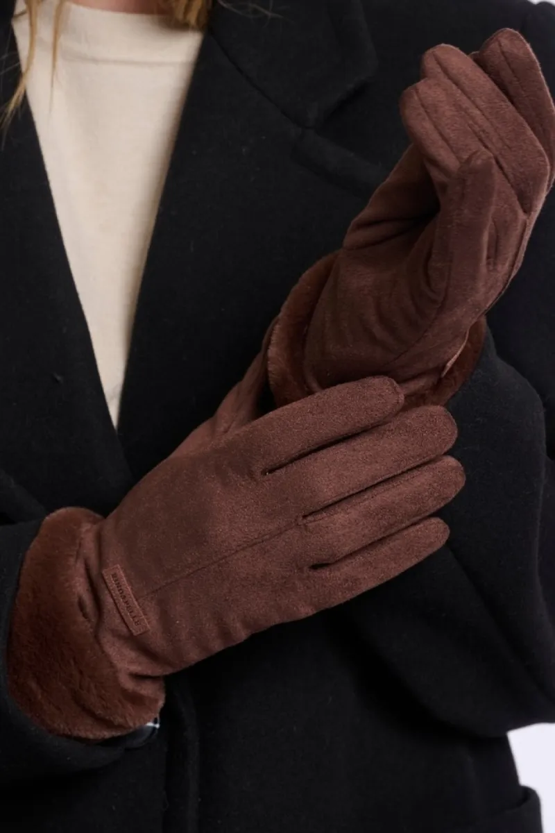 RINO & PELLE-Gloves With Faux Fur-Danzo 7002611-11099 Coffee Roast-CAFE