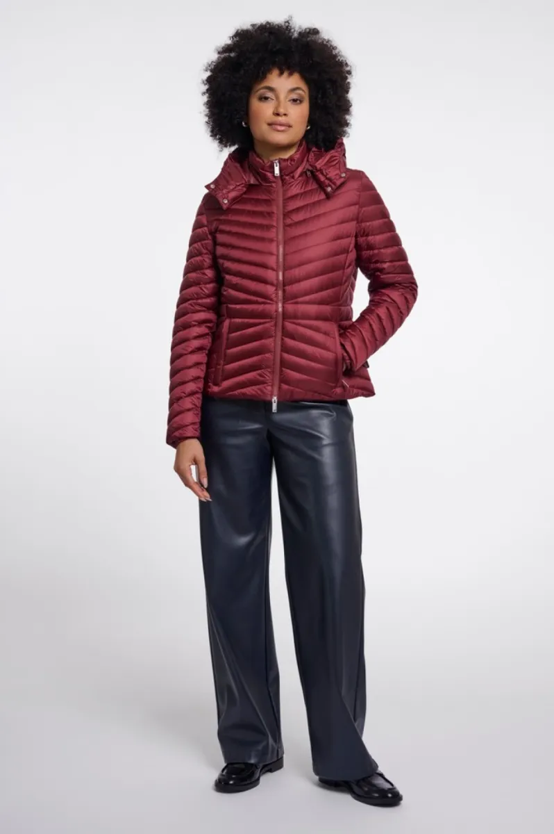 RINO & PELLE-Light Padded Fitted Jacket-Uvi 7002611-11110 Sangria-DONKER ROOD