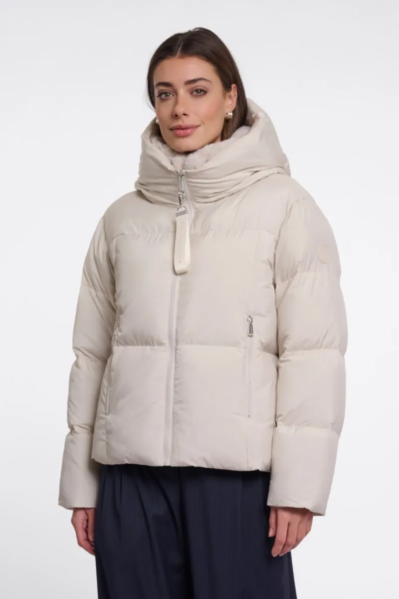 RINO & PELLE-Padded Jacket with Detachble Collar-Joni 7002612-999022 Birch-CREME