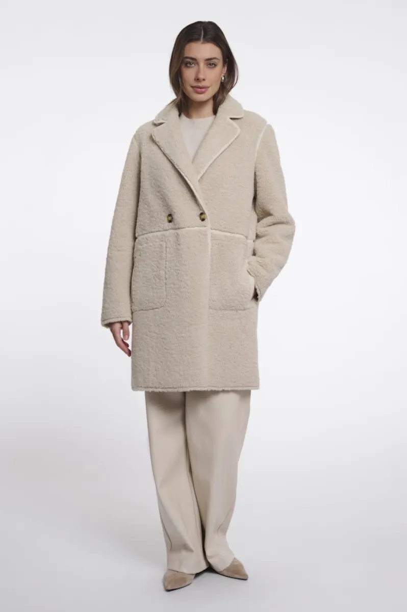 RINO & PELLE-Reversible Double Breasted Coat-Juna.7002611-9030 Birch-CREME