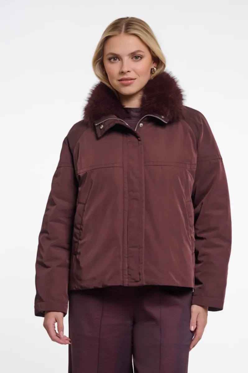 RINO & PELLE-Wide Fit Short Jacket With Detachble Collar-Nanne 7002612-11122 Fudge Cloak-CAMEL