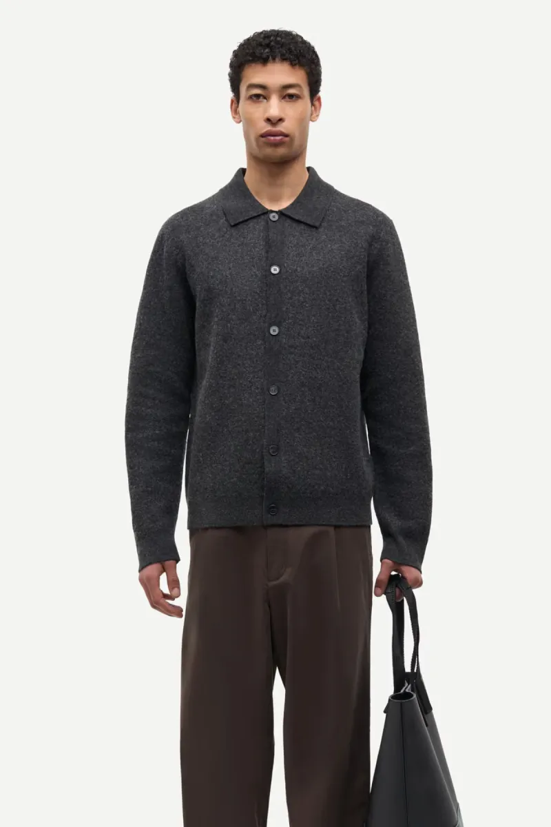 Samsoe Samsoe-Sarichard cardigan 15561-M25300038-CLR002860 Dark grey mel-DONKER GRIJS/GRAFIET
