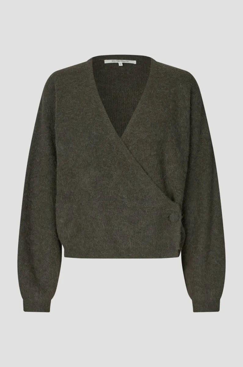 Second Female-60542-Gaby Wrap Knit-8004 Black Olive-BRUIN