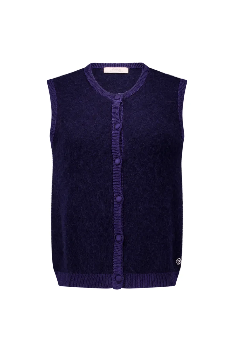 STUDIO ANNELOES-Cate sls cardigan-14162-6502 Ink blue-BLAUW