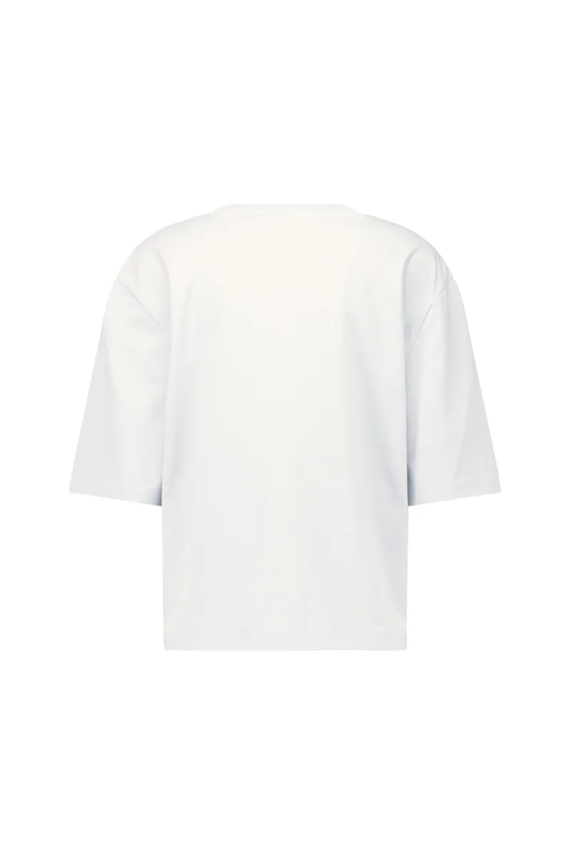 STUDIO ANNELOES-Fiore vneck t-shirt-94855-1000 white-OFF WHITE
