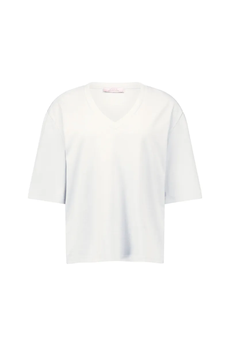 STUDIO ANNELOES-Fiore vneck t-shirt-94855-1000 white-OFF WHITE