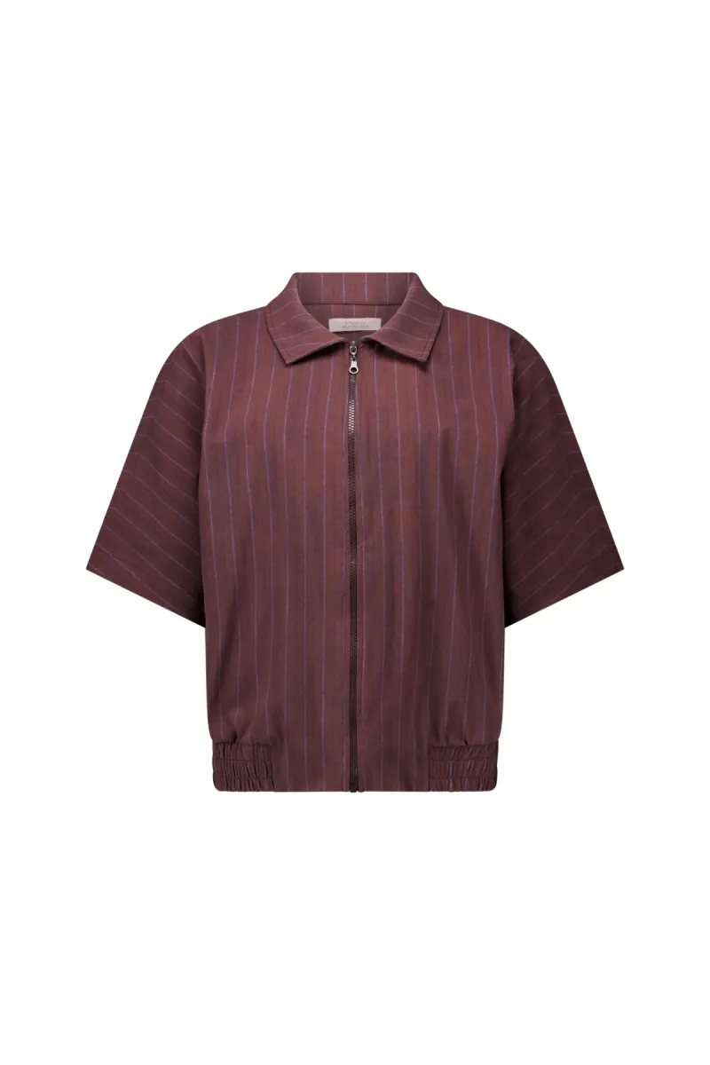STUDIO ANNELOES-Marcella stripe jacket-14099-8687 Chestnut/espresso-BRUIN