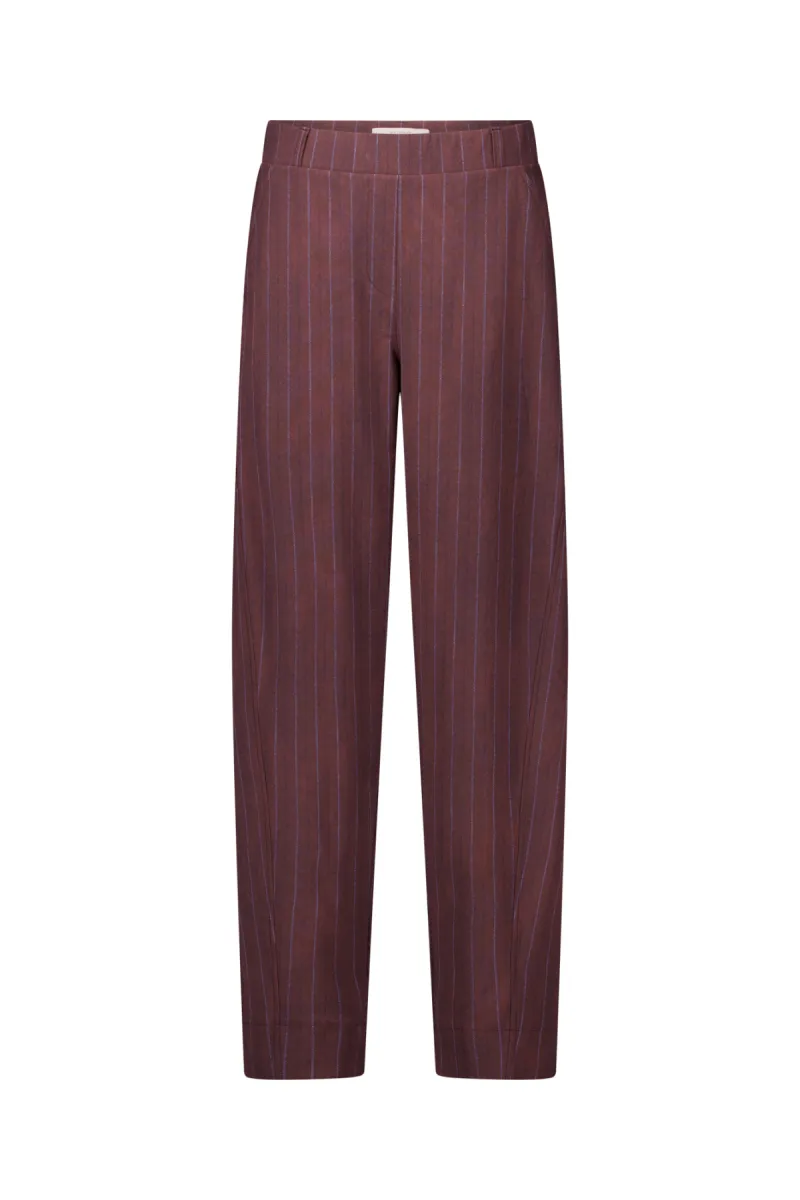 STUDIO ANNELOES-Marlise stripe trousers-14100-8687 Chestnut/espresso-BRUIN