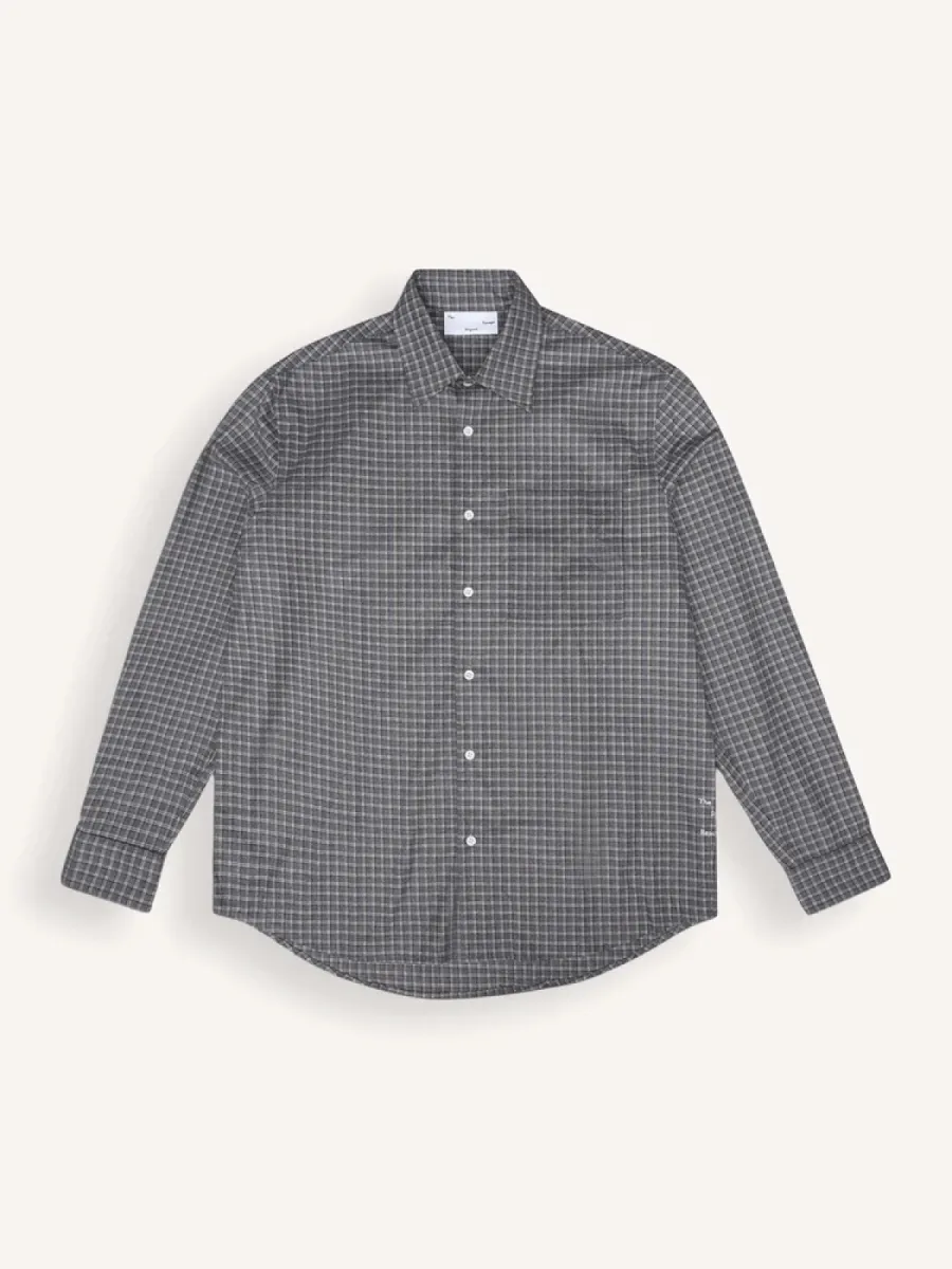 The Savage Report--Longsleeve Shirt-Greige Check-GRIJS