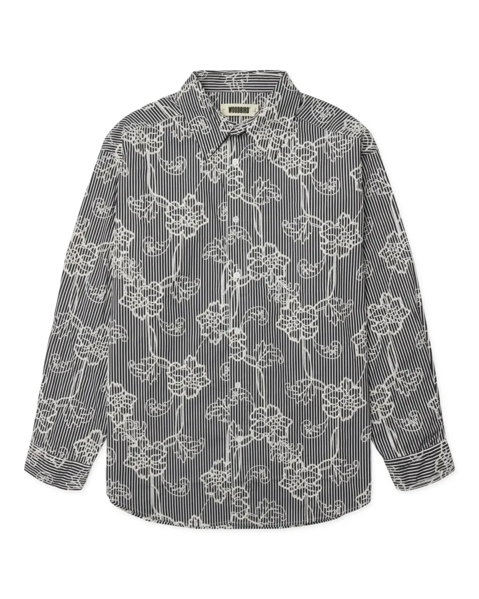 Woodbird-Brooks emb shirt-2636-712-Black white-ZWART/WIT