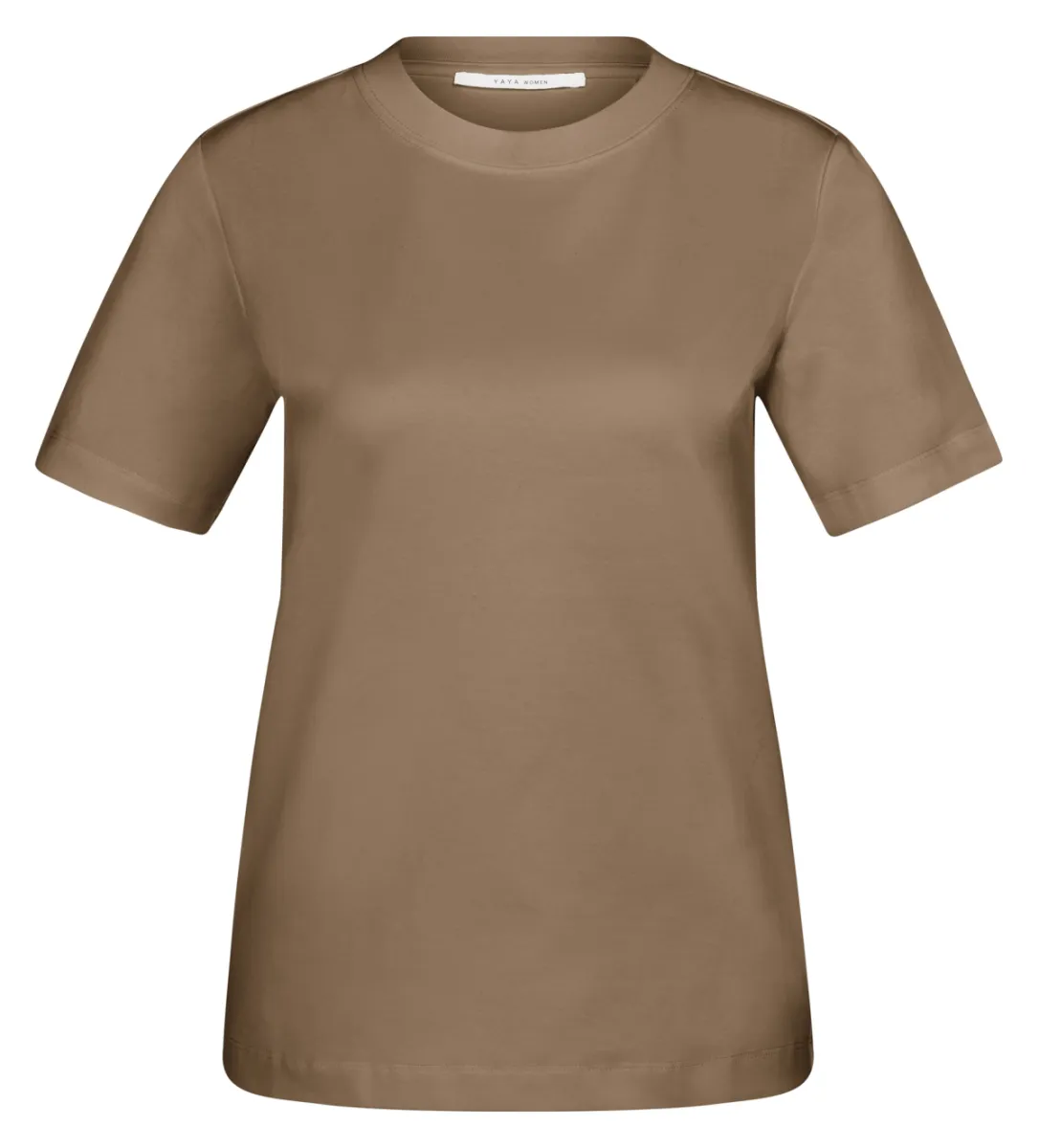YAYA-Basic T-shirt met korte mouwen; Cotton; 90617-01-719057-608-90617-BRUIN
