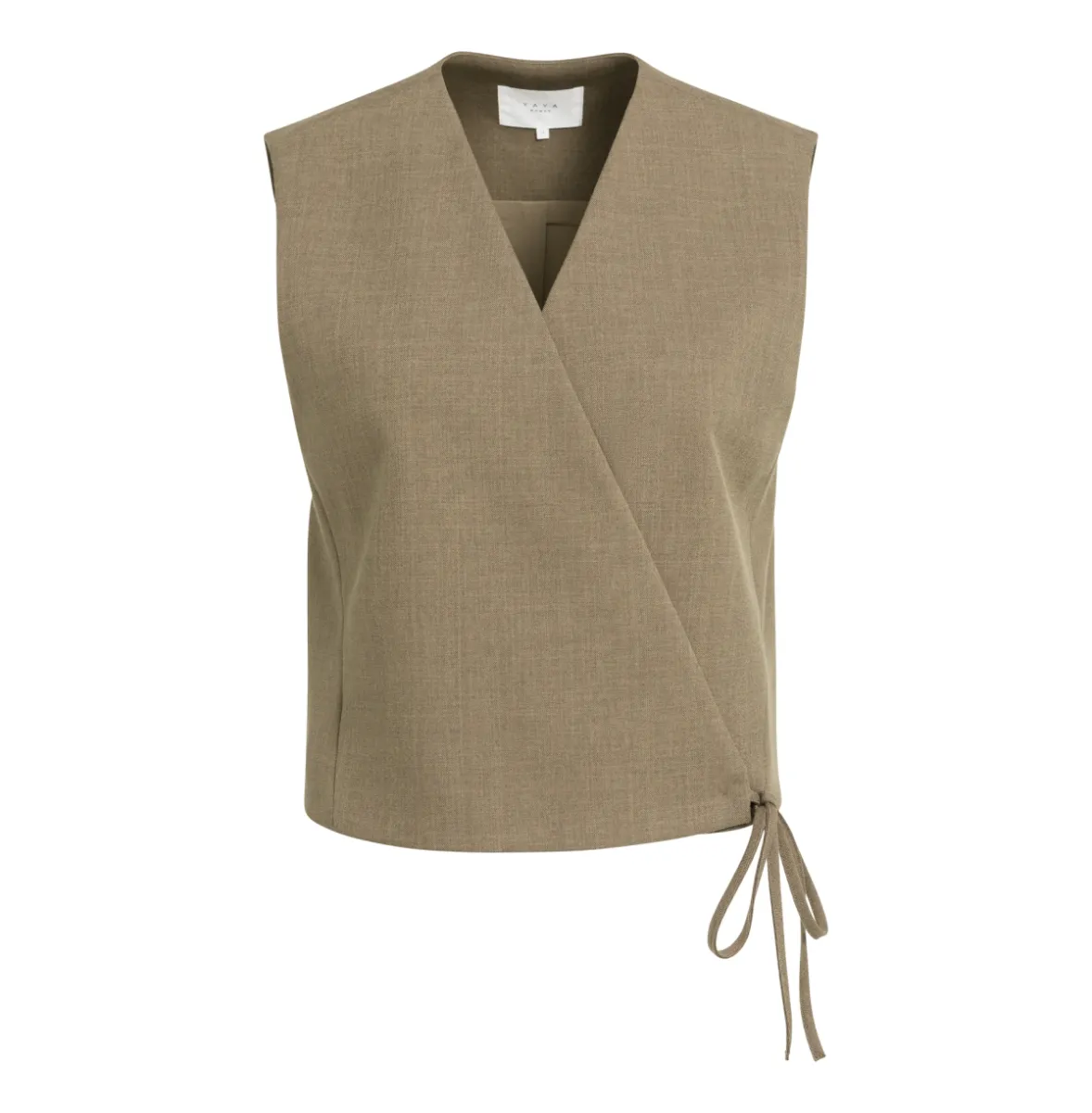 YAYA-Geweven gilet met overslageffe; Polyester/Rayon Silk/Elastane; 90617-01-521009-608-90617-BRUIN