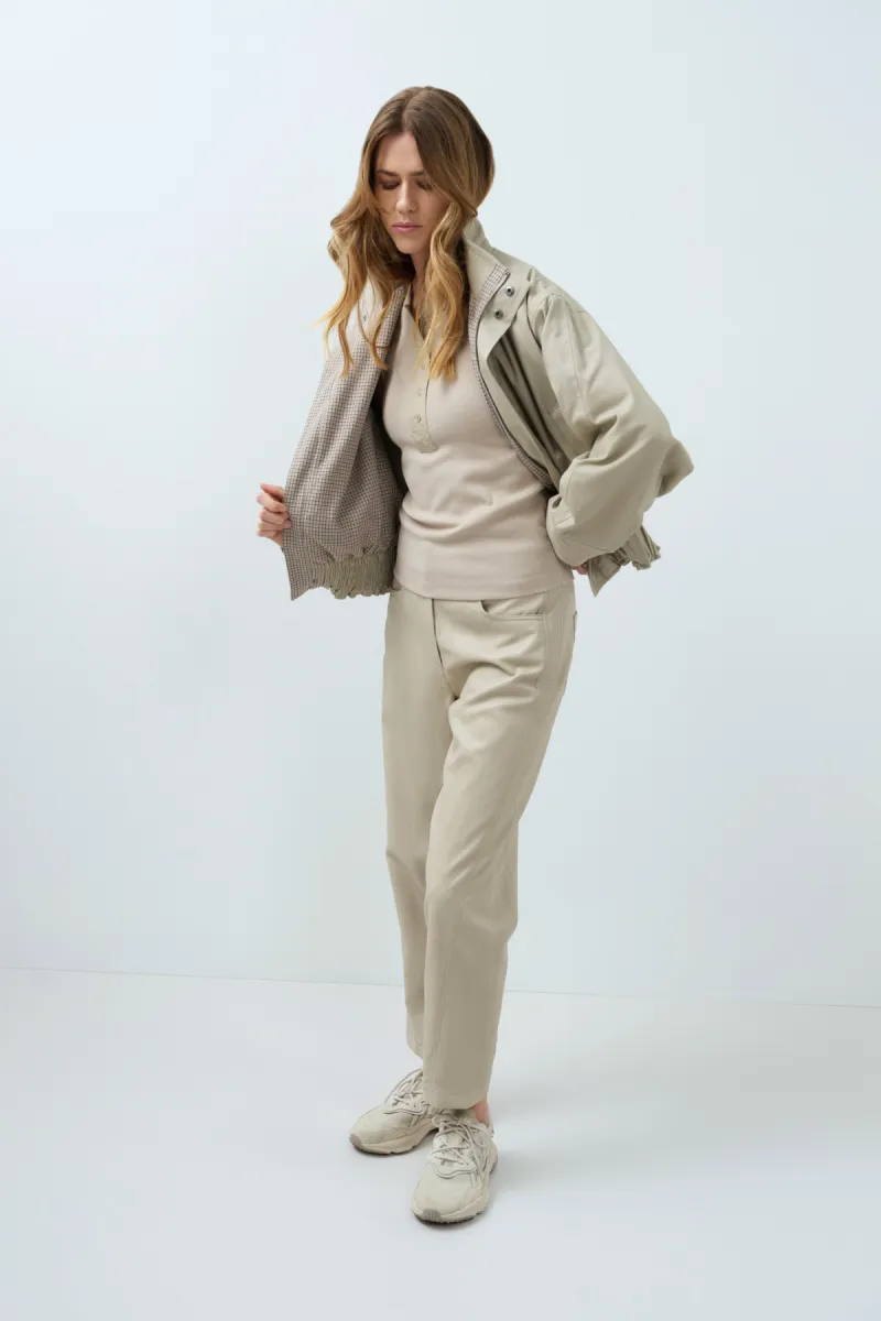 YAYA-Kunstleren broek met wortelmod; Polyurethane; 61103-01-309289-608-61103-LICHT-/PAREL GRIJS