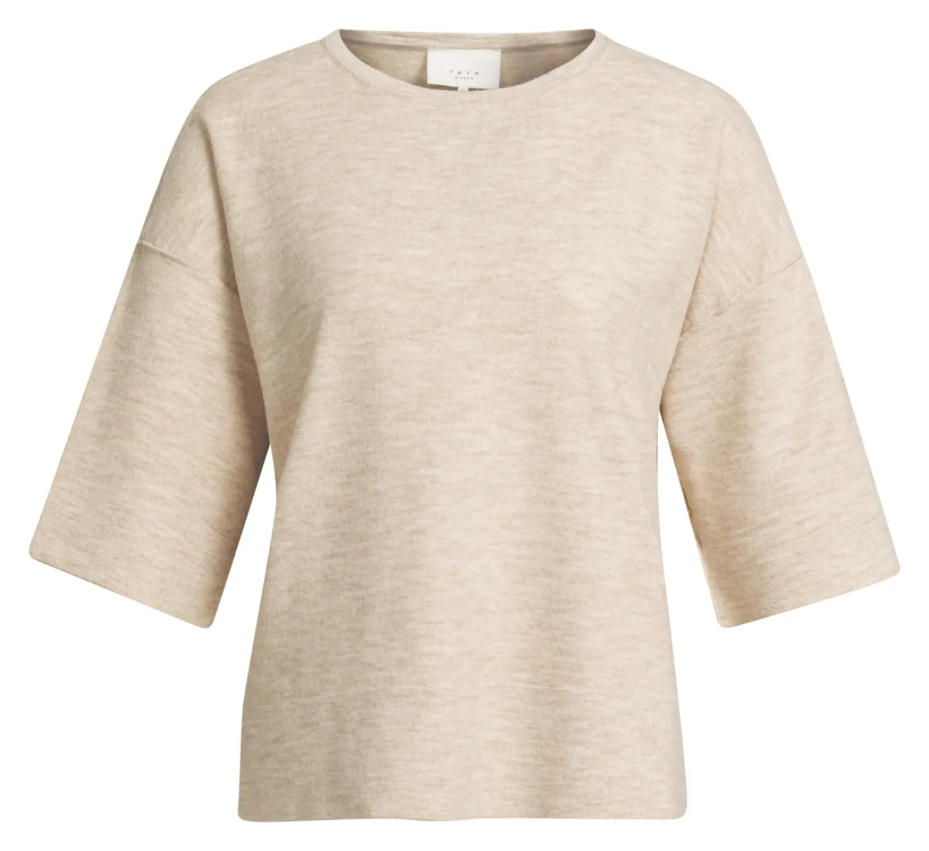 YAYA-Oversized gebreid t-shirt; Polyester/Acrylic/Wool; 990822-01-000621-608-990822-BEIGE