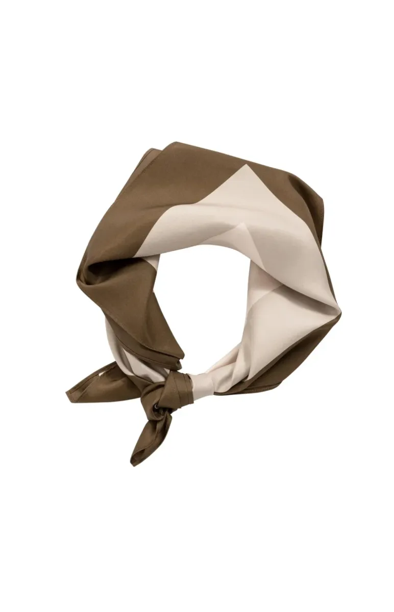 YAYA-Satin Scarf With Border Print-03-501055-608-906171 Teak Brown Dessin-BRUIN COMBINATIES