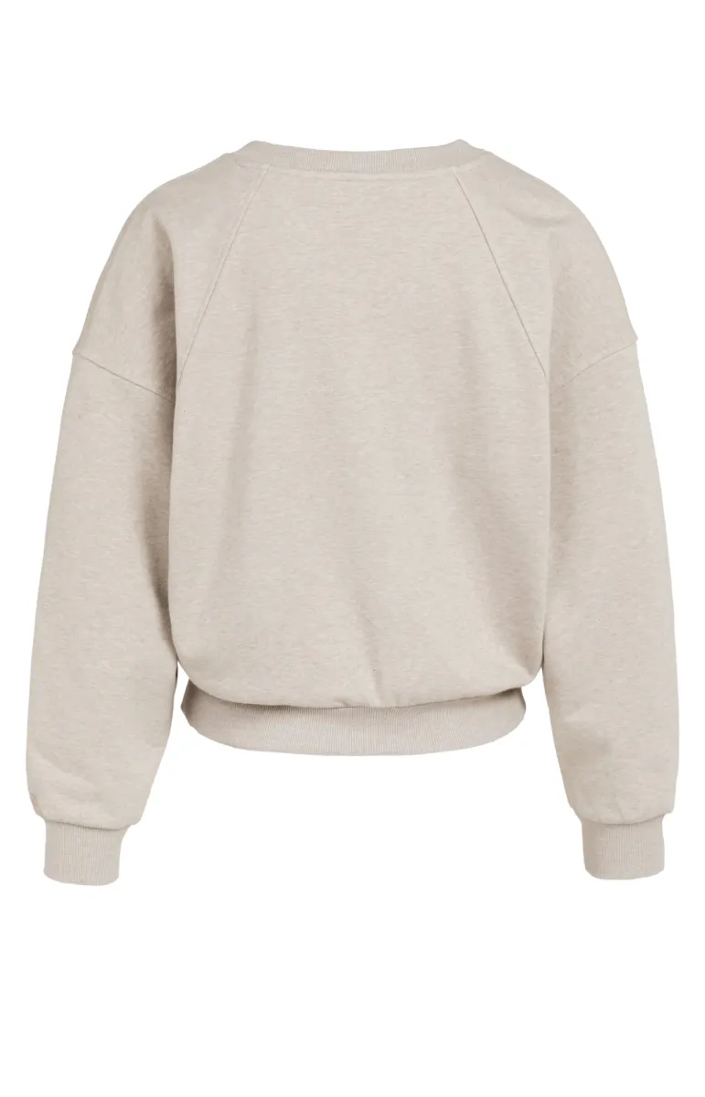 YAYA-Sweatshirt met V-hals en gewev; Cotton/Polyester; 611032-01-109127-608-611032-LICHT-/PAREL GRIJS
