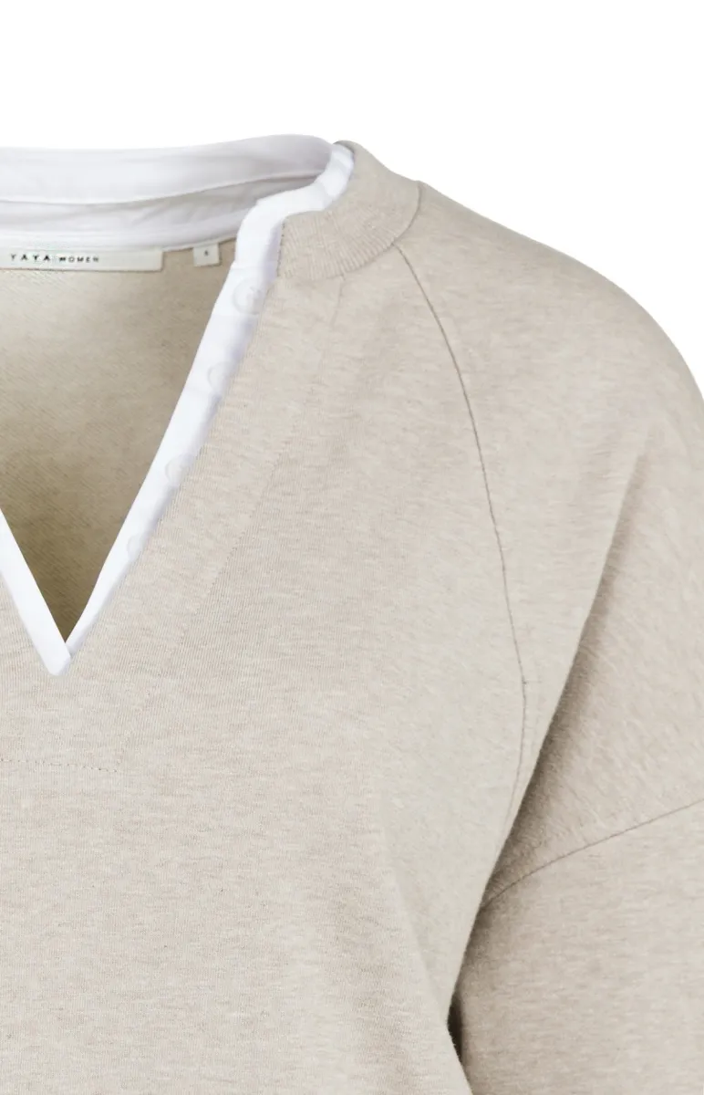 yaya-sweatshirt-met-v-hals-en-gewev-cotton-polyester-611032-01-109127-608-611032-licht-parel-grijs-2 YAYA-Sweatshirt met V-hals en gewev; Cotton/Polyester; 611032-01-109127-608-611032-LICHT-/PAREL GRIJS