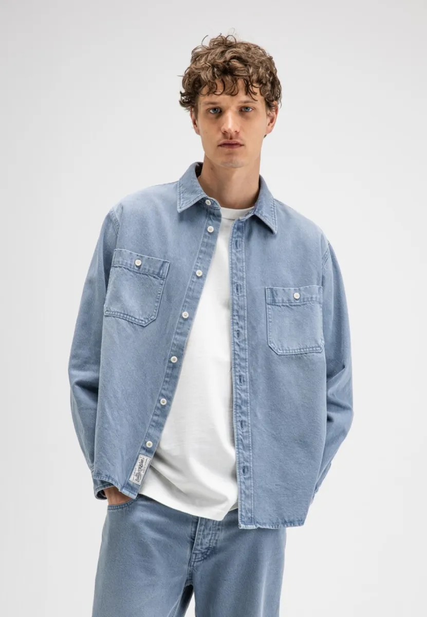BUTCHER OF BLUE-Blaine garment dyed overshirt-M2624007-856 Shark blue-LICHT BLAUW