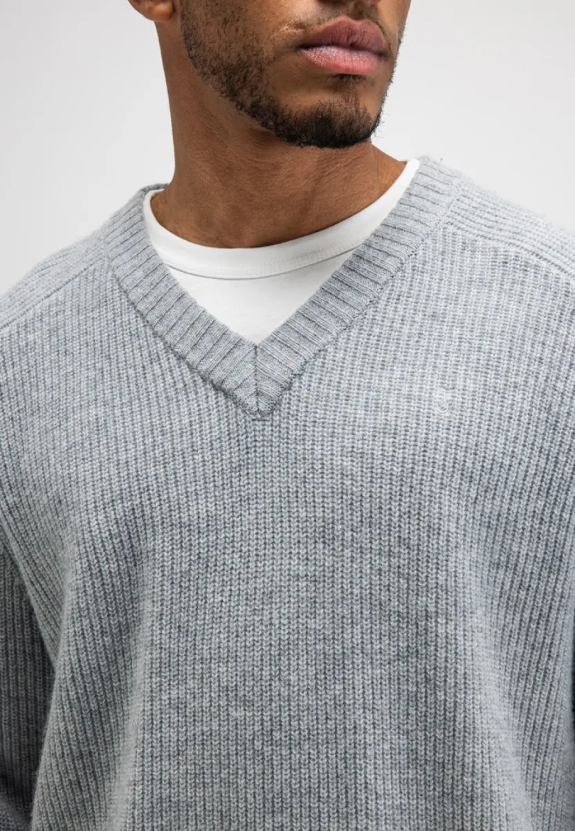 BUTCHER OF BLUE-Carter knit v-neck-M2626013-133 Grey melange-OFF WHITE