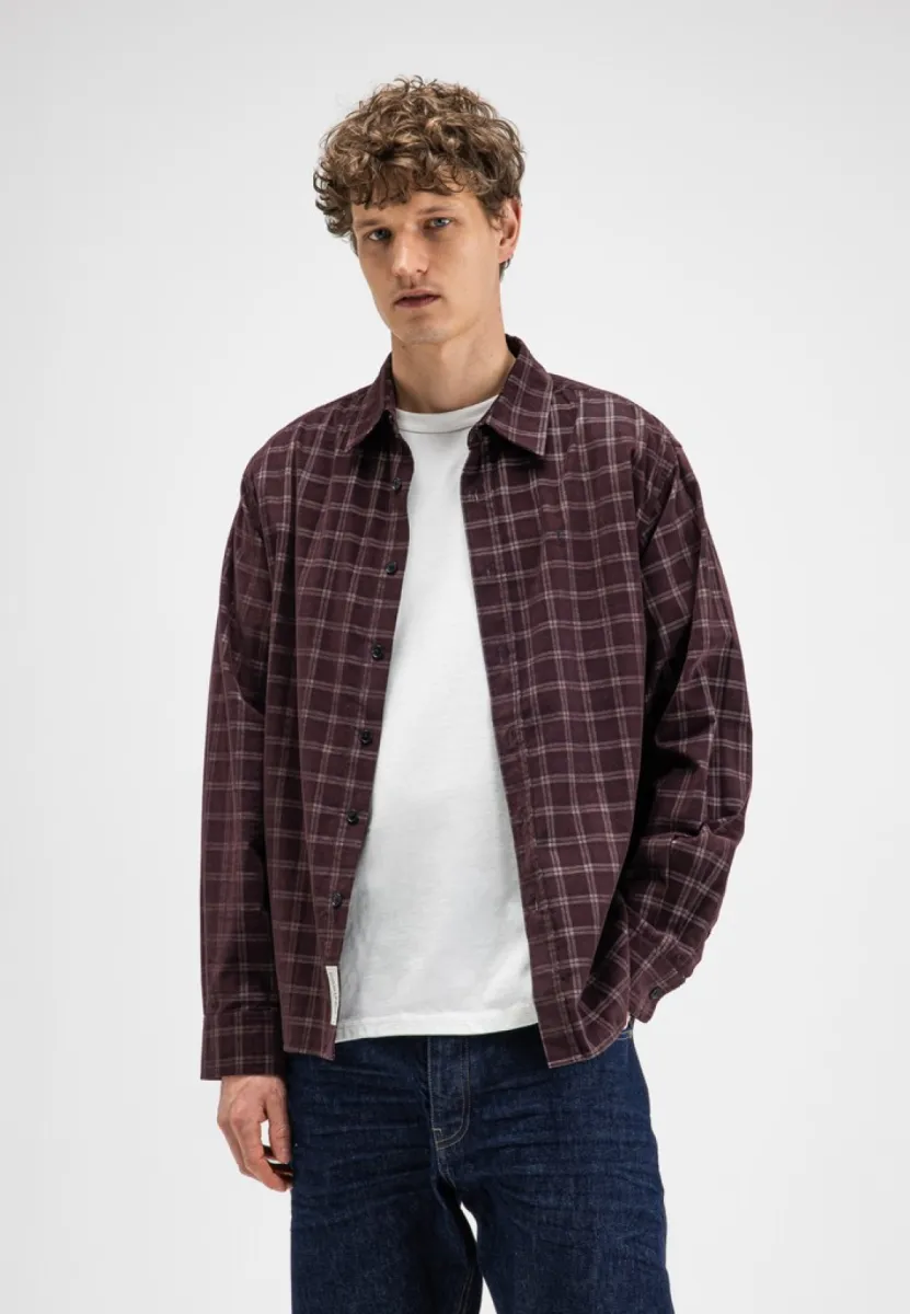 BUTCHER OF BLUE-Judd cord small check shirt-M2624009-845 Pascha purple-PAARS