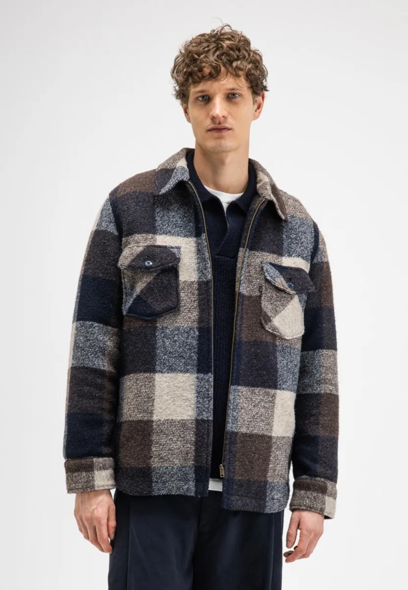 BUTCHER OF BLUE-Vance wool check overshirt-M2624070-420 Chestnut brown-BRUIN
