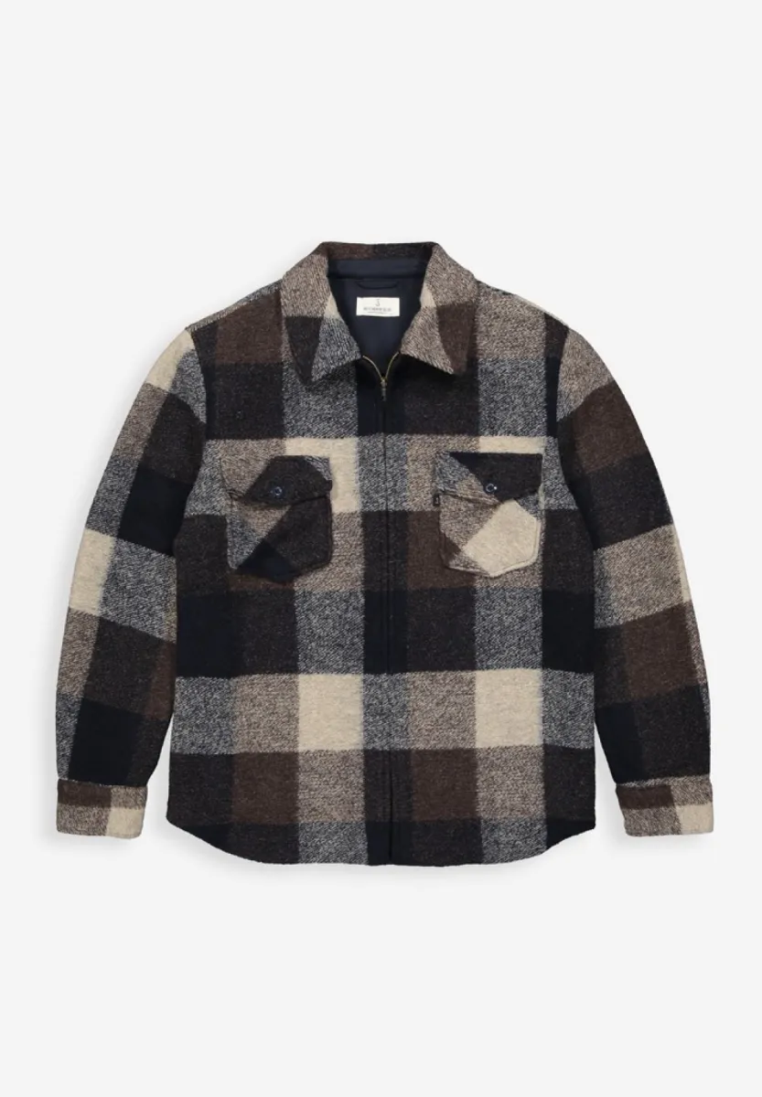 BUTCHER OF BLUE-Vance wool check overshirt-M2624070-420 Chestnut brown-BRUIN