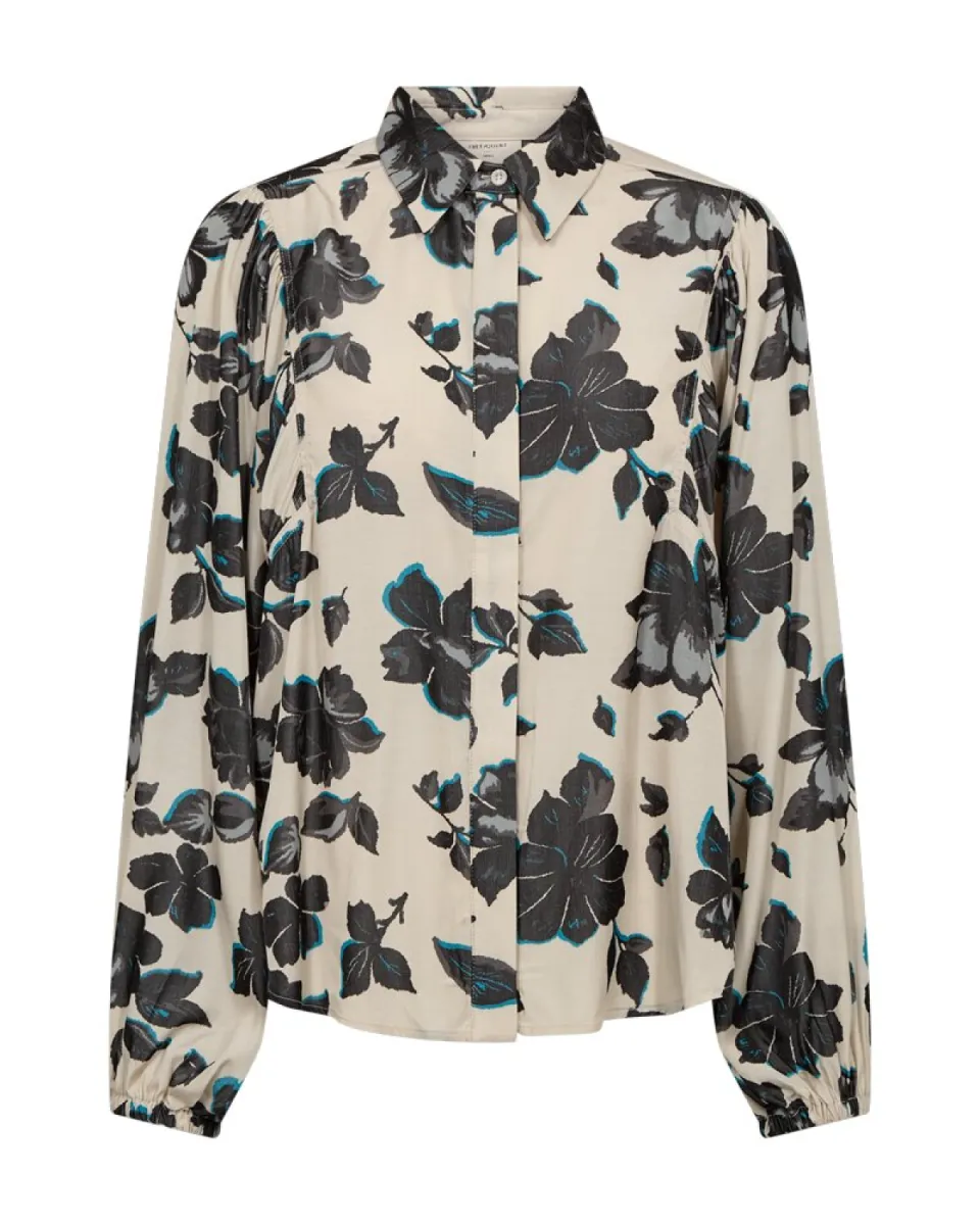 Freequent-Mony Shirt-212224-Moonbeam w. Black-ZWART COMBINATIES