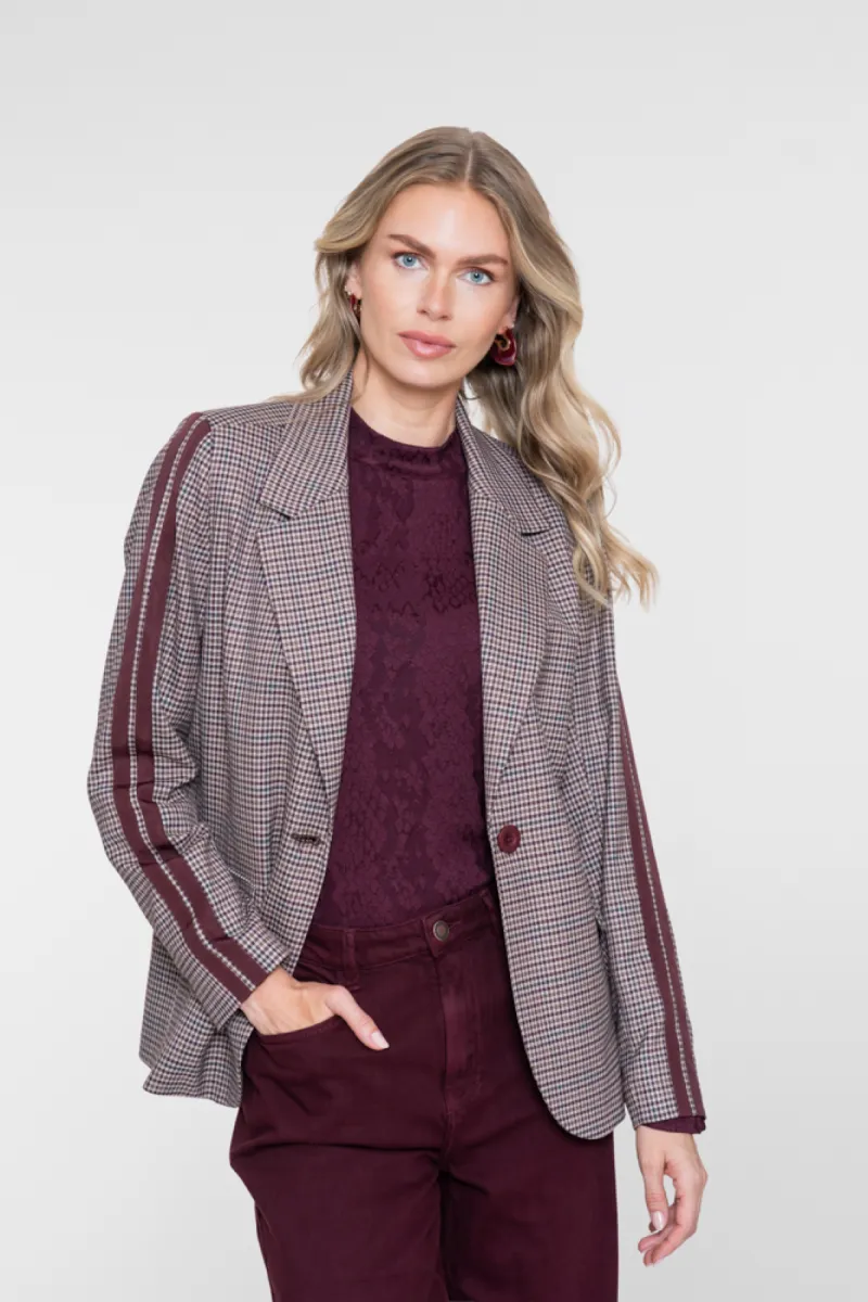 GEISHA-Blazer check + tape-65575-32-480 Burgundy/green-BORDEAUX