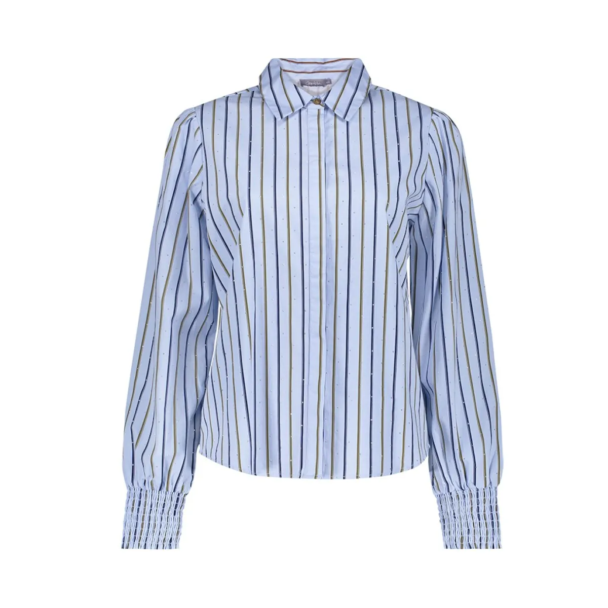 GEISHA-Blouse pinstripe rhinestones-63566-21-600 Light blue-LICHT BLAUW