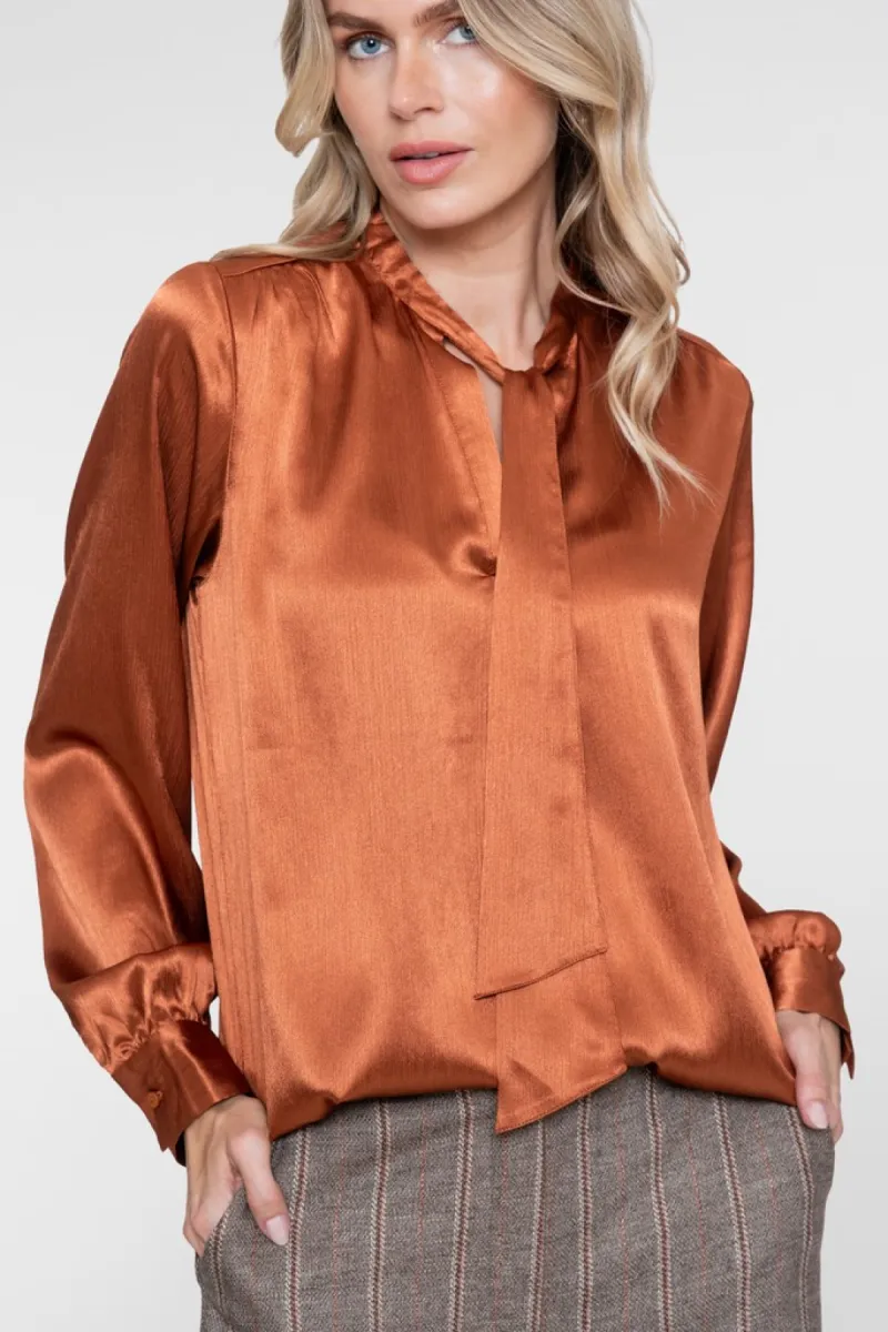geisha-blouse-satin-with-bow-tie-63605-14-35-copper-bruin-5 GEISHA-Blouse satin with bow tie-63605-14-35 Copper-BRUIN