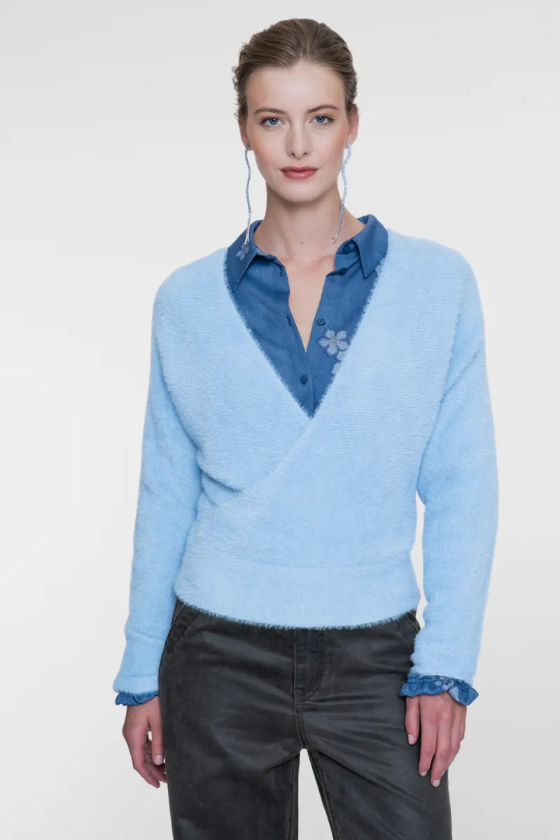 GEISHA-Cross over hairy top-64512-10-625 Blue-BLAUW