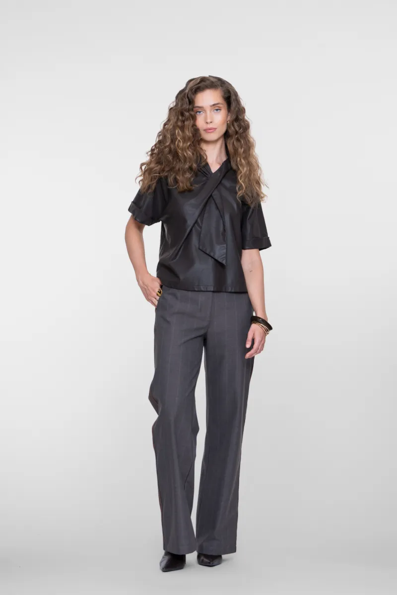 GEISHA-Pants pinstripe + tape-61503-10-775 Brown-BRUIN