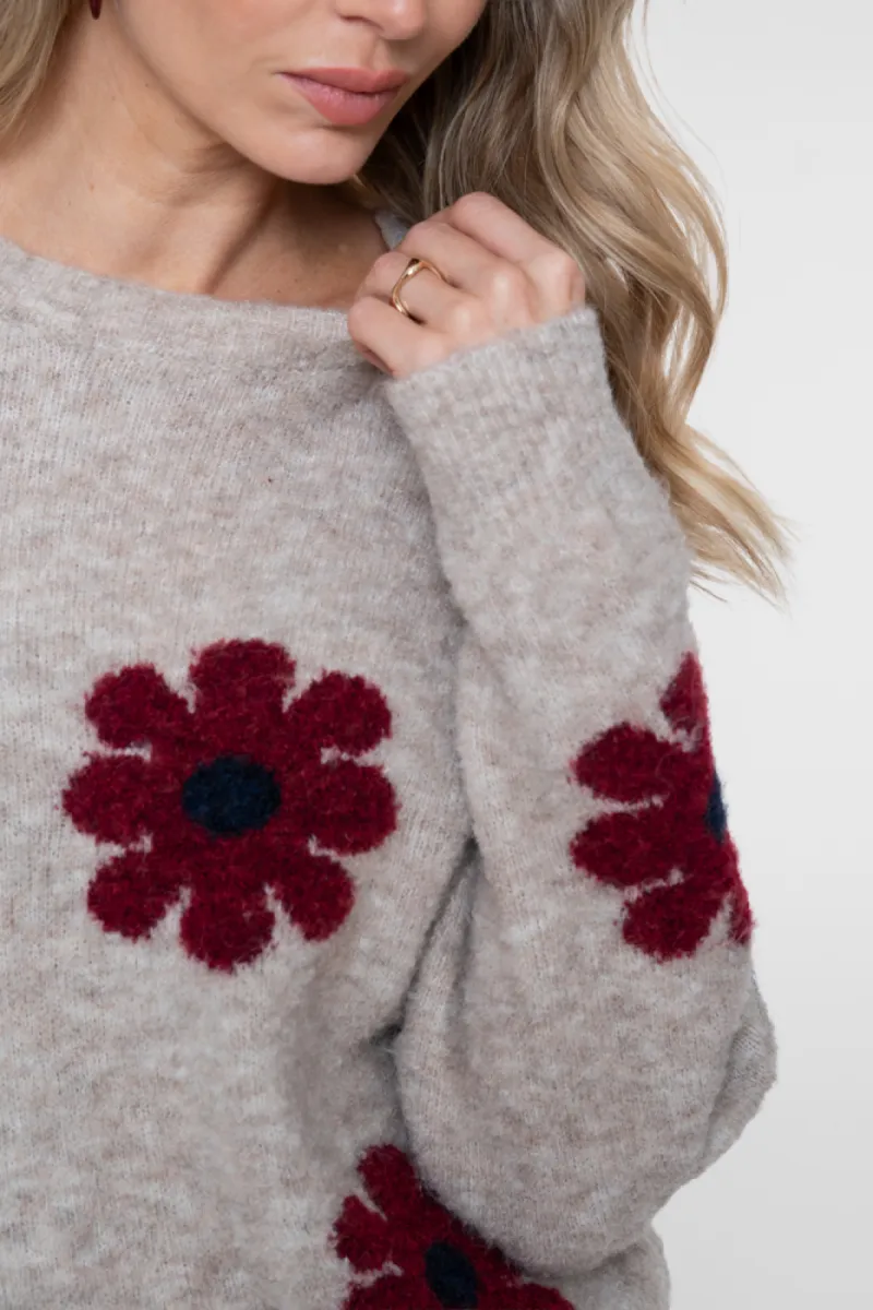 geisha-pullover-flowers-64506-10-720-sand-burgund-beige-5 GEISHA-Pullover flowers-64506-10-720 Sand/burgund-BEIGE