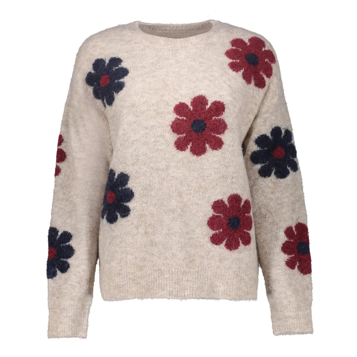 GEISHA-Pullover flowers-64506-10-720 Sand/burgund-BEIGE