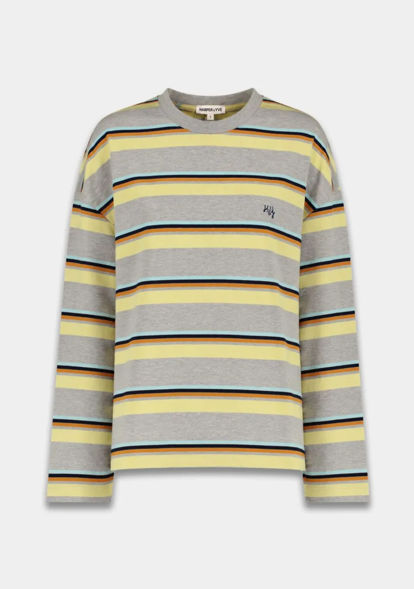 Harper & Yve-Tommy-AW6P613-1310 Grey Melee Stripe-GRIJS COMBINATIES
